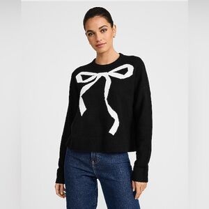 NWT Express Cloud Soft Bow Graphic Crew Neck Sweater - size XL